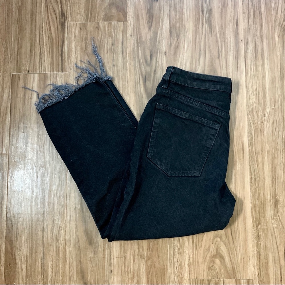 Topshop high waisted straight leg raw hem jeans 28 - Picture 6 of 9